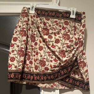 Zara Floral Mini Skirt in Red and Cream